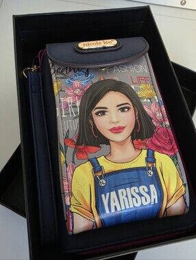NWT Nicole Lee Yarissa RFID Crossbody Wallet Phone Case Navy Floral OS